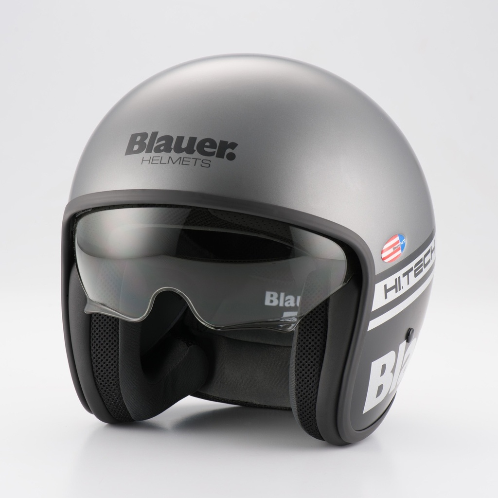 Casco Jet Blauer Pilot 06 H.t. Gris Mate Negro Mate
