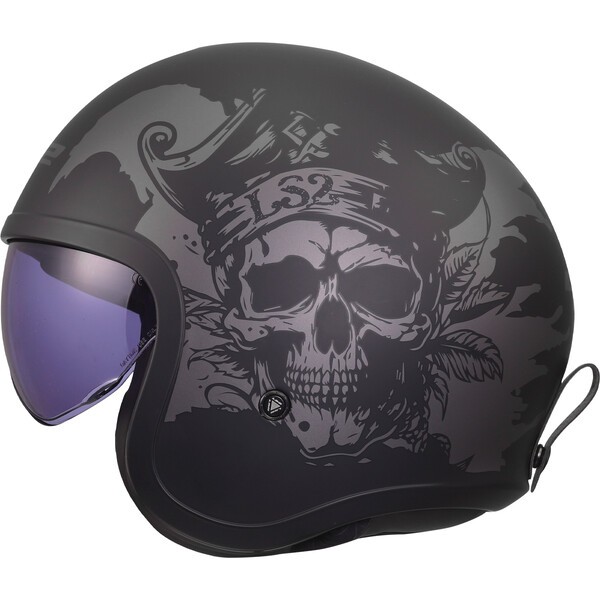 [365992211L] Casco Moto Jet LS2 OF599 Spitfire II Willy Negro Gris (L)