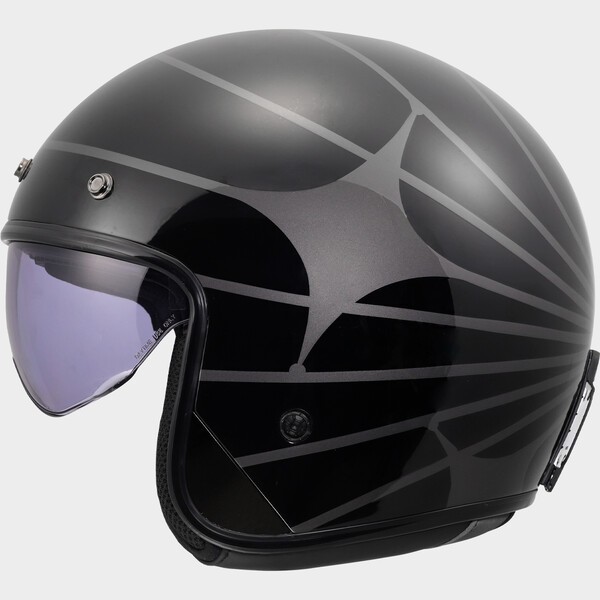 [366012112L] Casco Moto Jet LS2 OF601 Bob II Cosmic Negro Gris (L)