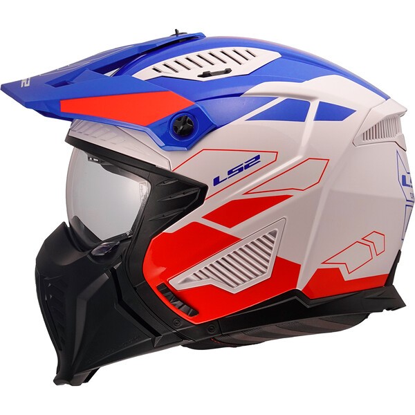 [366062602L] Casco Moto Jet LS2 OF606 Drifter Trek Blanco Azul Rojo (L)