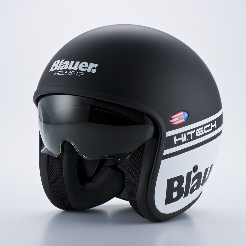 Casco Jet Blauer Pilot 06 H.t. Negro Mate Blanco Mate