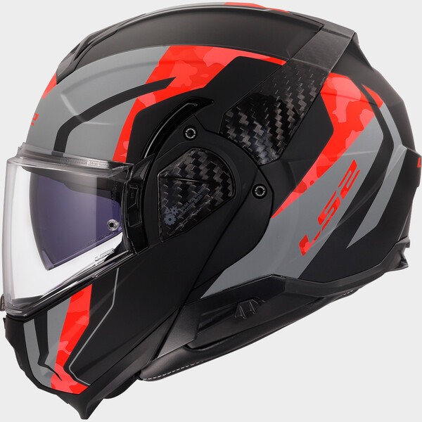 Casco Moto Modular LS2 FF910 Advant II Glide Negro Gris Rojo