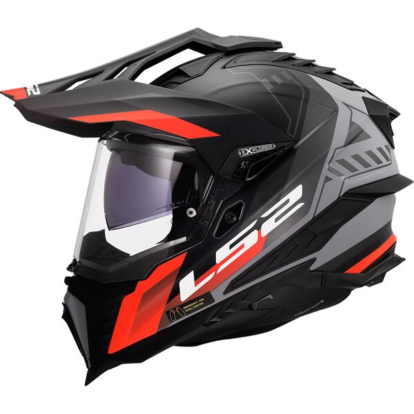 [4670123113XL] Casco Moto Cross LS2 MX701 Explorer Hexa Negro Rojo Gris (3XL)