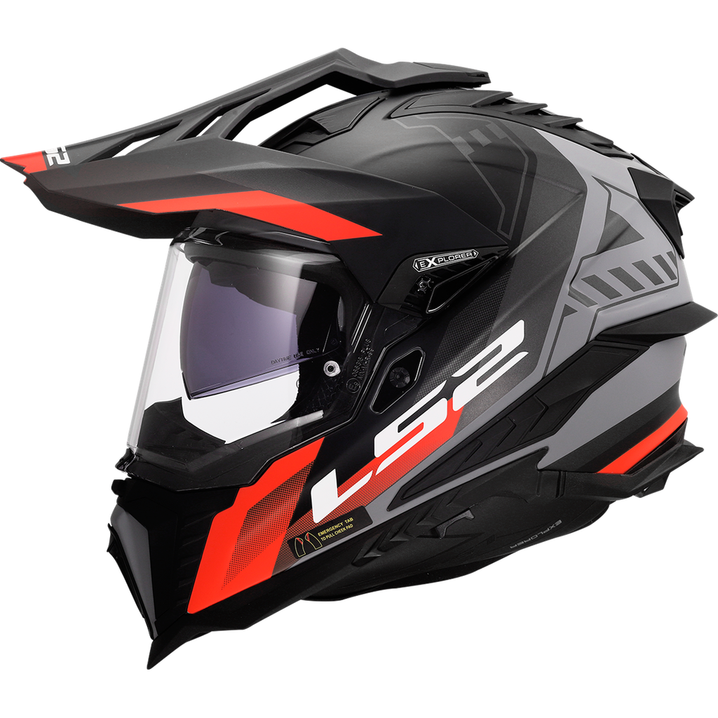 LS2 MX701 EXPLORER HEXA GREY-06 Negro Rojo