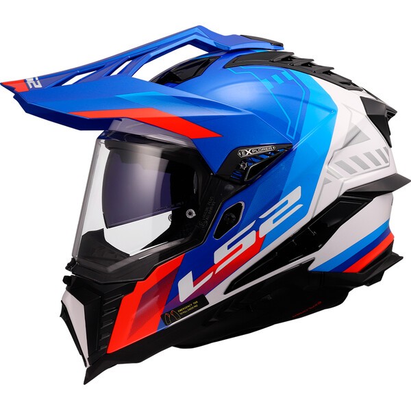 [4670123263XL] Casco Moto Cross LS2 MX701 Explorer Hexa Blanco Azul Rojo (3XL)