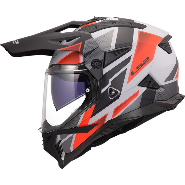 Casco Moto Cross LS2 MX702 Pioneer II Block Gris Rojo