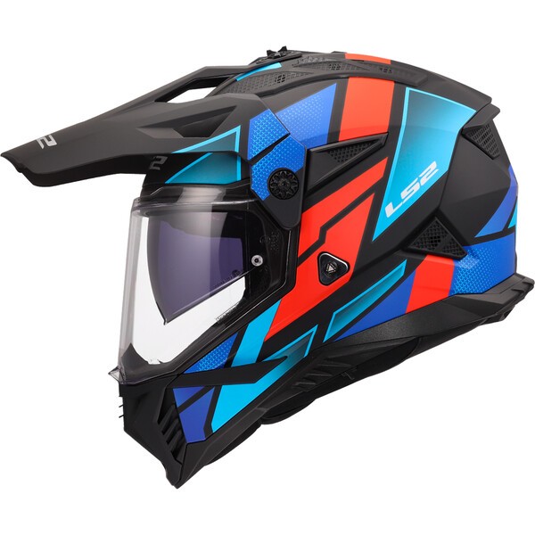 Casco Moto Cross LS2 MX702 Pioneer II Block Negro Rojo Azul