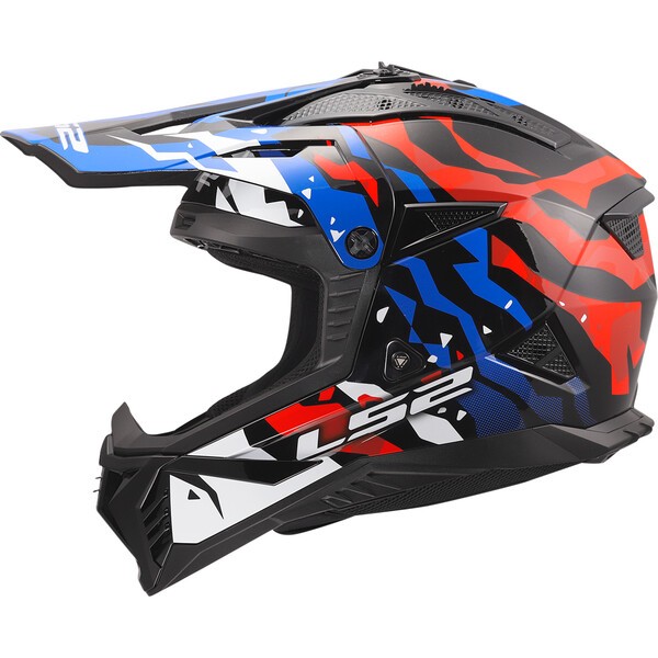 [4670823323XL] Casco Moto Cross LS2 MX708 Fast II Grotesk Blanco Azul Rojo (3XL)