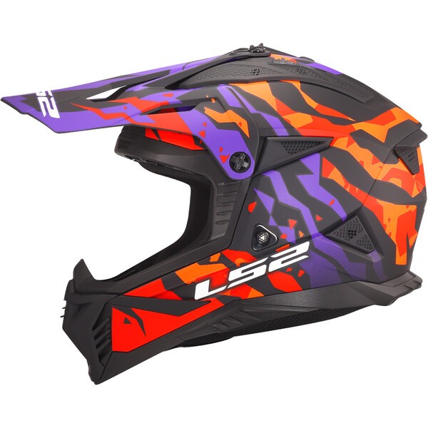 [4670823513XL] Casco Moto Cross LS2 MX708 Fast II Grotesk Morado Naranja (3XL)