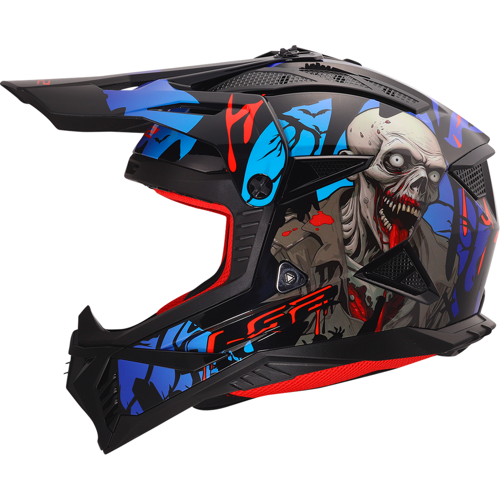 [4670824263XL] LS2 MX708 FAST II ZOMBIE II BLUE-06 Negro Rojo (3XL)