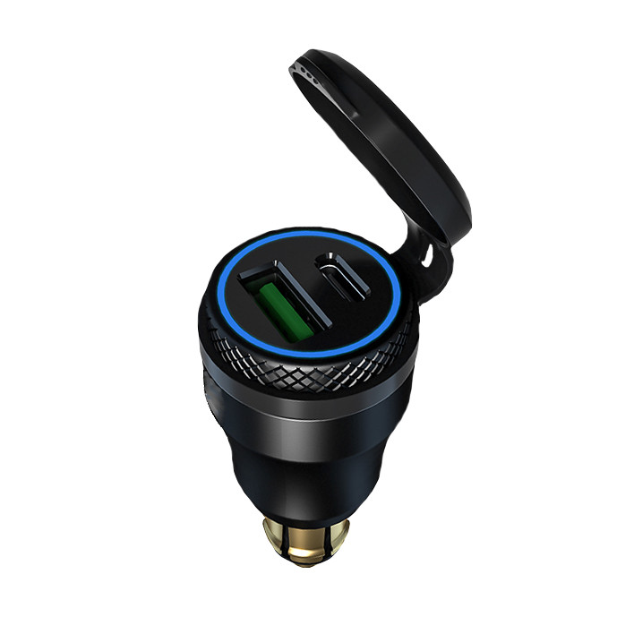 [CTRDINUSBUSBC] Cargador Doble USB / USB-C con Conector DIN para Moto CTR