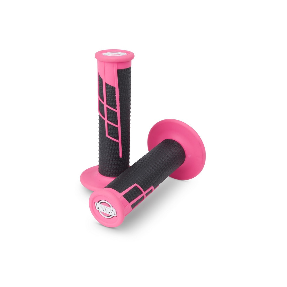 [021655] Puños Protaper Clamp On Half Waffle Rosa Neon / Negro