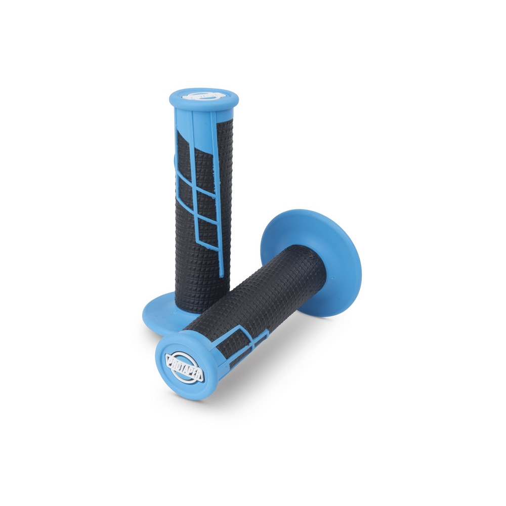 [021656] Puños Protaper Clamp On Half Waffle Azul Neon / Negro