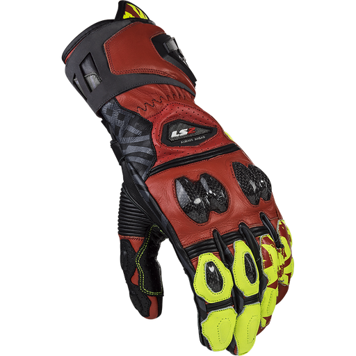 Guantes LS2 Feng Racing Gloves Red H-V Yellow