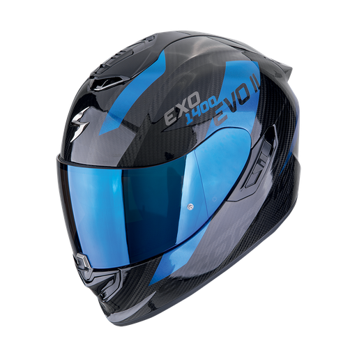 Casco Scorpion Integral Exo-1400 Evo Ii Carbon Air Platted Negro-Azul