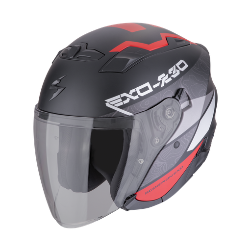 Casco Scorpion Jet Exo-230 Band Negro mate-rojo-plata
