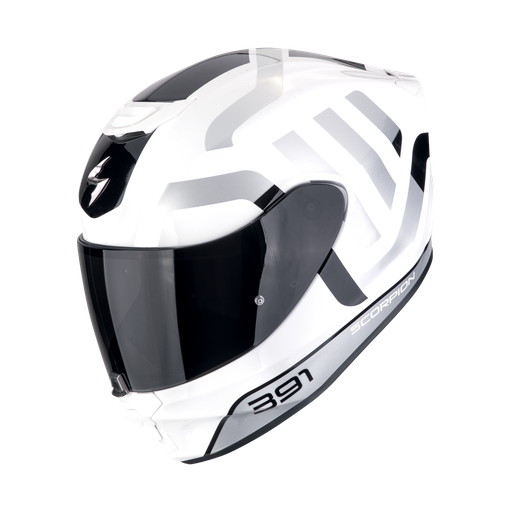 Casco Scorpion Integral Exo-391 Arok Blanco-Negro-Plata