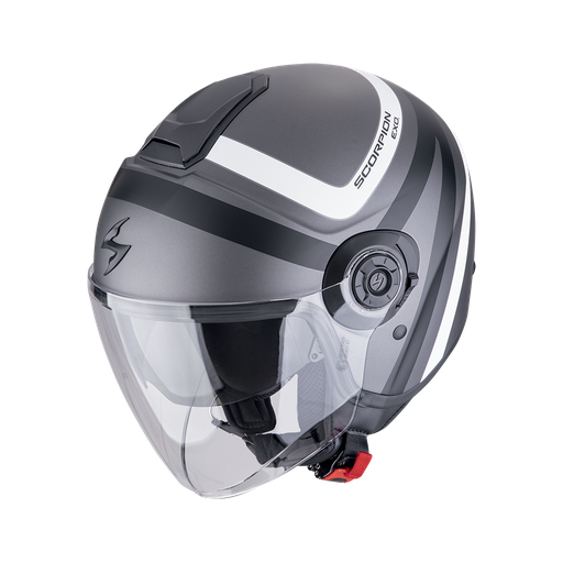 Casco Scorpion Jet Exo-City Ii Riva Plata Mate-Negro-Blanco