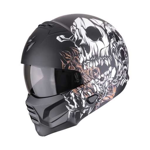 Casco Scorpion Modular Exo-Combat Ii Genesis Negro Mate-Blanco-Oro