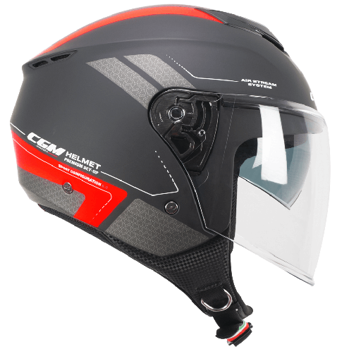 Casco jet CGM 126G IPER CITY Negro Rojo mate