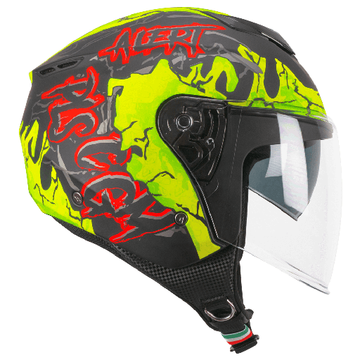 Casco jet CGM 126X IPER ALERT Negro Amarillo fluorescente mate