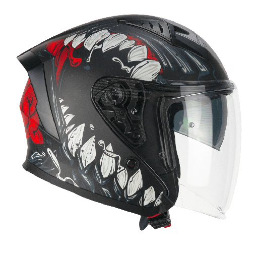 Casco jet CGM 127X DEEP FREAKER Negro Rojo mate