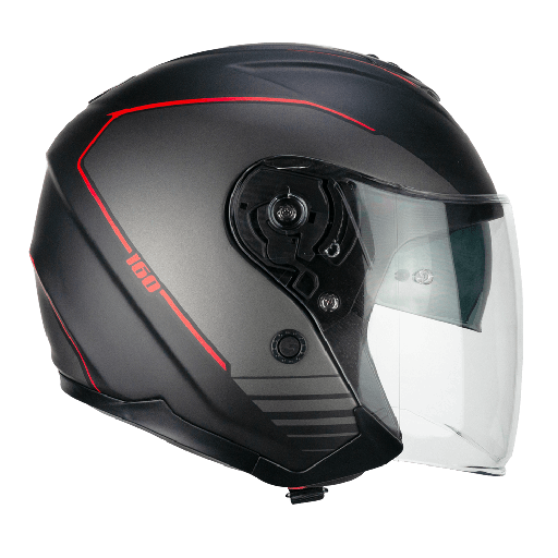 Casco jet CGM 160G JAD RIDE Negro Rojo mate