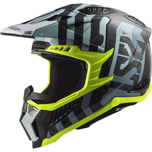 Casco LS2 MX703 CARBON X-FORCE BARRIER SKY azul