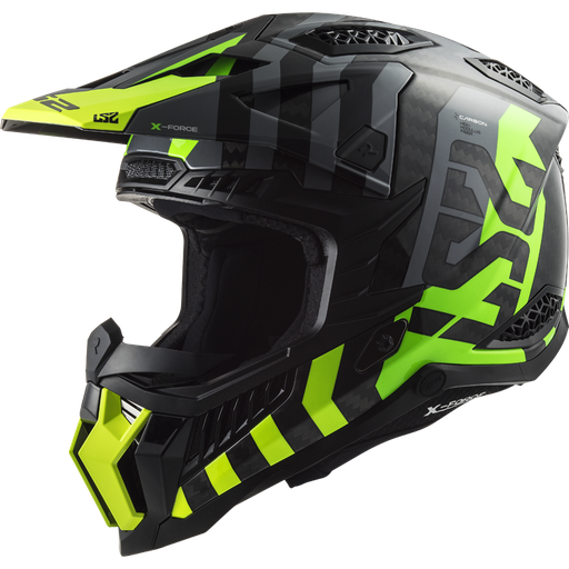 Casco LS2 MX703 CARBON X-FORCE BARRIER amarillo verde