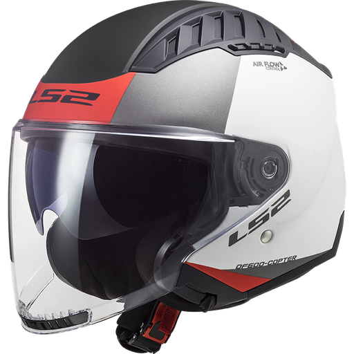 Casco LS2 OF600 COPTER II URBANE blanco rojo mate