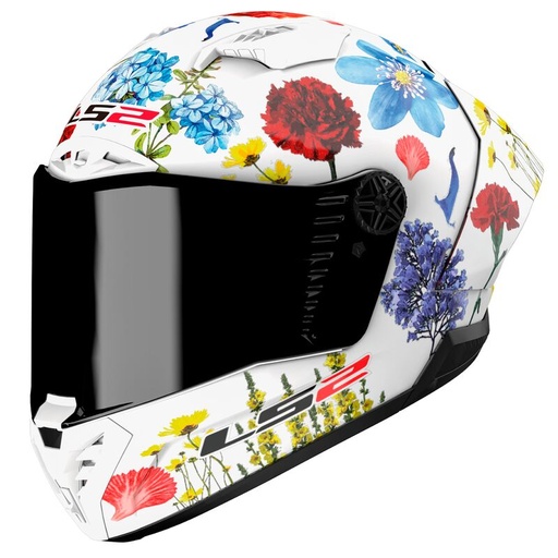 Casco LS2 FF805 THUNDER CARBON GP AERO FLOWERS blanco