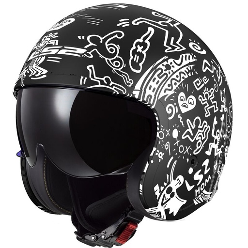 Casco LS2 OF599 SPITFIRE II TRIBAL negro mate blanco