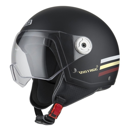 Casco Jet Nzi Vintage 3 Triband negro mate